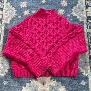 Women's Pink Cable Knit Sweater